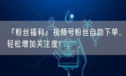『粉丝福利』视频号粉丝自助下单,轻松增加关注度!