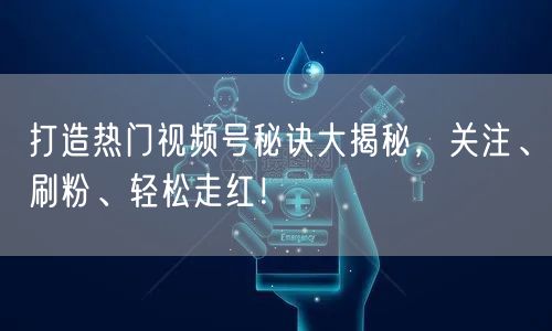 打造热门视频号秘诀大揭秘,关注、刷粉、轻松走红!