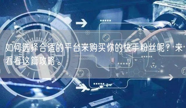 如何选择合适的平台来购买你的快手粉丝呢?来看看这篇攻略。
