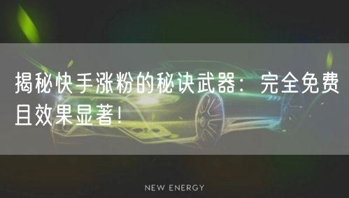 揭秘快手涨粉的秘诀武器:完全免费且效果显著!
