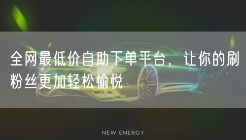 全网最低价自助下单平台,让你的刷粉丝更加轻松愉悦
