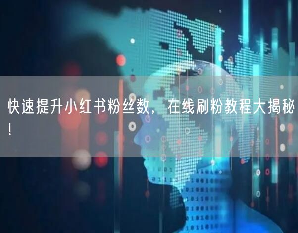 快速提升小红书粉丝数,在线刷粉教程大揭秘!